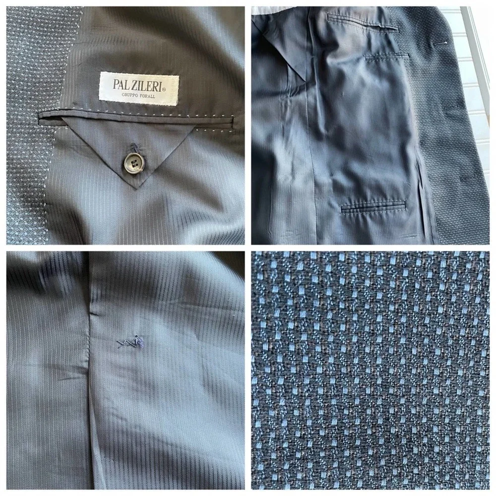 PAL ZILERI GRUPPO FORALL Mens Jacket Blazer Navy Blue Black Size 46L Sport Coat